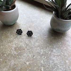 Tiny Hexagon polka dot earrings with post
